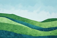 Green hillside blue sky clean backgrounds outdoors painting. 