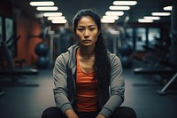 Gym portrait sitting sports. 