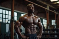 Flexing muscle adult gym man. AI generated Image by rawpixel.