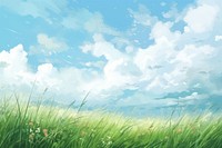 Green grasses green sky backgrounds. AI generated Image by rawpixel.