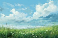 Green grasses sky backgrounds grassland. 