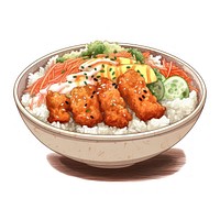 Tonkatsu Rice Bowl bowl plate food. AI generated Image by rawpixel.