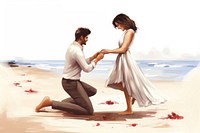 Wedding proposal beach adult togetherness. AI generated Image by rawpixel.