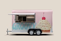 Food truck mockup, realistic vehicle psd