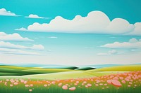 Grassland landscape outdoors painting. 