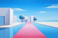 Minimalist landscapes painting outdoors architecture. 