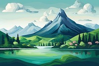 Mountain landscape outdoors painting. AI generated Image by rawpixel.