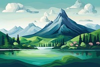 Mountain landscape outdoors painting. 