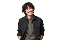 Curly haired man laughing adult smile. AI generated Image by rawpixel.