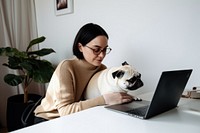 Dog computer sitting animal. AI generated Image by rawpixel.