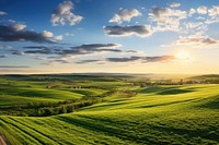 Farmlands panoramic horizon landscape. 