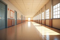 High school hallway architecture corridor building. AI generated Image by rawpixel.