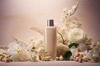 Beauty product bottle flower cosmetics perfume. 