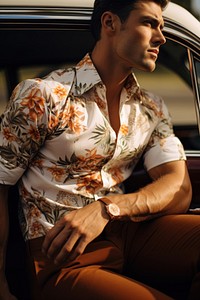 Men shirts adult car beachwear. 