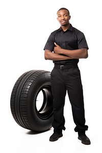 Tire mechanic portrait wheel. 