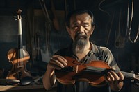 Violin maker musician adult concentration. AI generated Image by rawpixel.