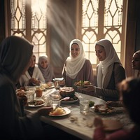 Iftar table plate adult. AI generated Image by rawpixel.