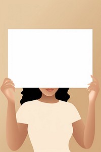 Plain blank white sign portrait holding paper. 