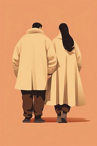 Walking adult coat togetherness. AI generated Image by rawpixel.