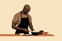 Bald black man cooking apron adult tableware. AI generated Image by rawpixel.