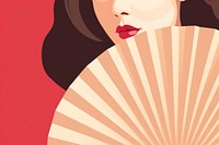 Asian fan lipstick portrait adult. AI generated Image by rawpixel.