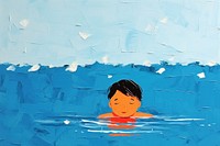 Swimming art painting cartoon. 