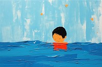 Cartoon swimming painting relaxation. AI generated Image by rawpixel.