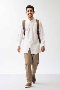 Muslim male student walking smiling shirt adult. AI generated Image by rawpixel.
