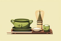 Japanese traditional green matcha refreshment container tableware. AI generated Image by rawpixel.