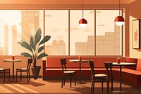 Architecture restaurant cafeteria furniture. AI generated Image by rawpixel.