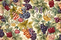 Botanical pattern grapes fruit. AI generated Image by rawpixel.