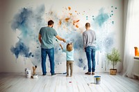 Painting child brush family. AI generated Image by rawpixel.