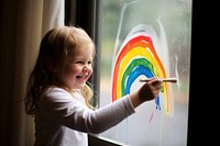 Portrait rainbow window paint. 