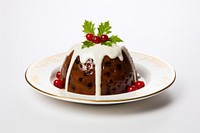 Christmas pudding chocolate dessert plate. 