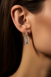 Emerald cut diamonds earring jewelry accessories perfection. AI generated Image by rawpixel.