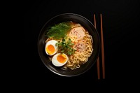 Delicious ramen chopsticks plate food. 