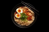 Delicious ramen chopsticks plate meal. 