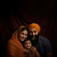 Sikh family portrait father turban. AI generated Image by rawpixel.