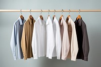 Men shirts hanging sleeve clothesline. 