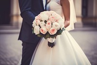 Wedding couple fashion flower dress. AI generated Image by rawpixel.