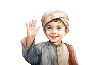 Young muslim boy opening both palm hands portrait smile child. AI generated Image by rawpixel.