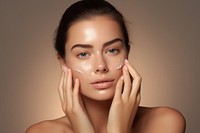 Woman moisturizer cosmetics applying. 