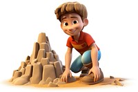 Children boy cartoon sand building sand castles. AI generated Image by rawpixel.