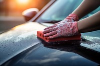 Cleaning car hand vehicle person. 