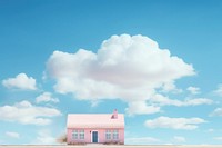 Minimal background building cloud sky. 