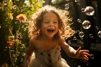 Children girl laughing portrait outdoors. AI generated Image by rawpixel.
