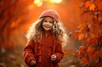 Children girl autumn portrait plant. 