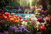 Flower garden outdoors blossom. AI generated Image by rawpixel.