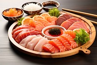 Sashimi set seafood plate meal. 