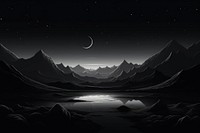 Retro futuristic landscape astronomy nature night. 